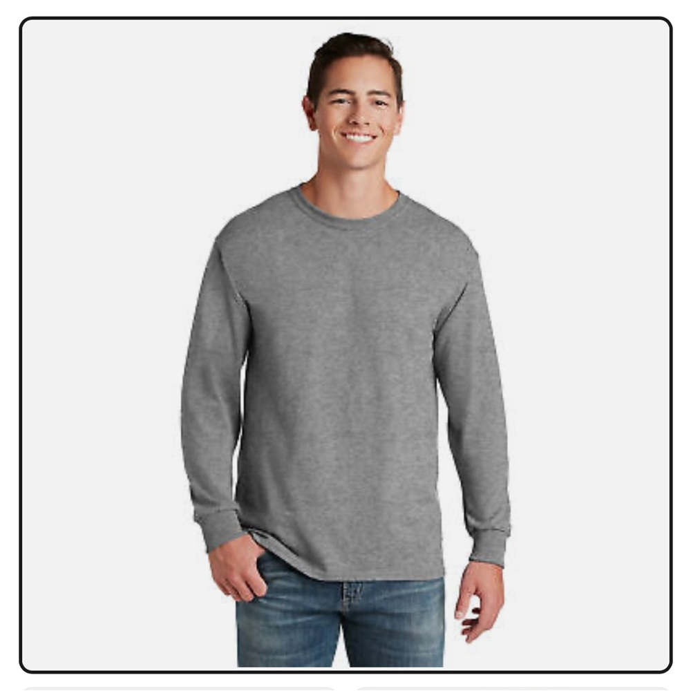 Men's Gray Jerzees Dri Power Long Sleeve Shirt Size 3XLG